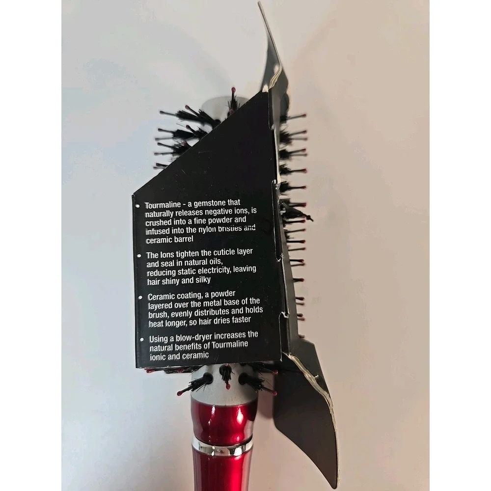 Conair Tourmaline Ceramic Boar Hair Bristles Round ~ Red‎ ~ New